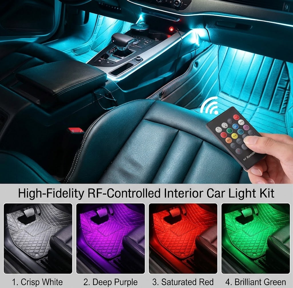 Car Interior LED Ambient Light with Remote | Multi-Color RGB Music Sync Strip Light | 12V