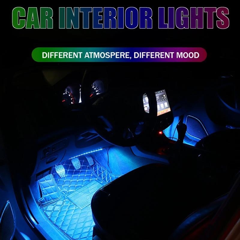 Car Interior LED Ambient Light with Remote | Multi-Color RGB Music Sync Strip Light | 12V