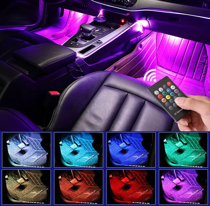 Car Interior LED Ambient Light with Remote | Multi-Color RGB Music Sync Strip Light | 12V